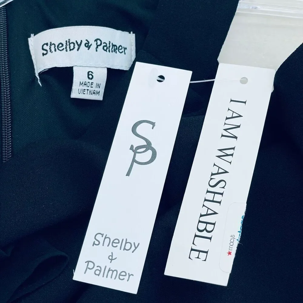 NWT Shelby & Palmer Black 6 Black Ruffled Halter  Sleeveless Stretch Midi Dress